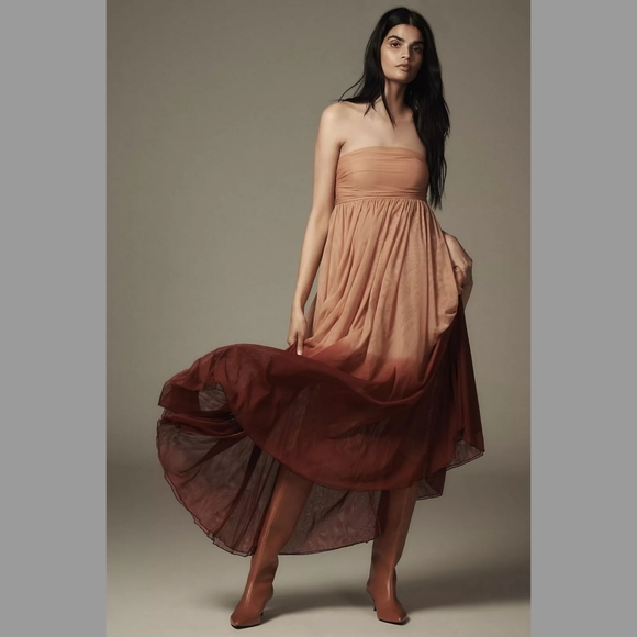 Anthropologie Dresses & Skirts - Anthropologie Let Me Be Ombre Strapless Maxi Dress Pink‎ Women's Size Large